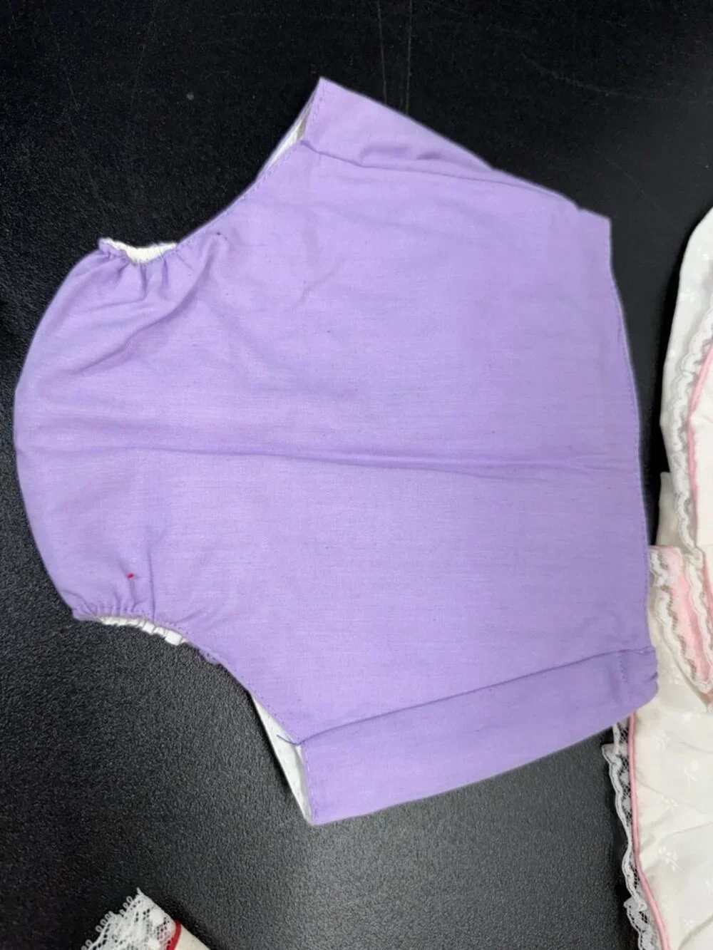 Vintage Lot Of 2 Baby Doll Dresses And Diaper Covers Bonnet Gloves Purple